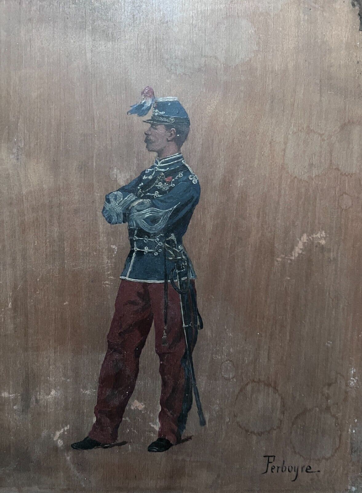 Antique Original Paul PERBOYRE (1851-1929) Military Man Painting image 3