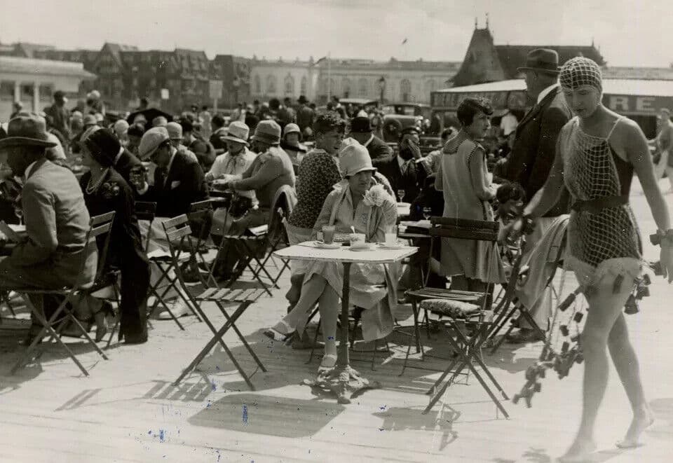 Vintage Original Photograph Beach, Coffee and Fashion 1920'