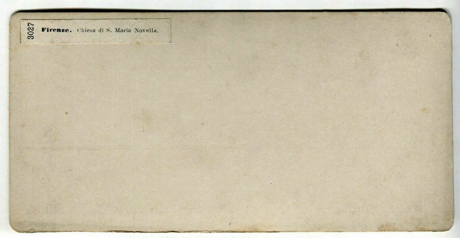 Vintage Stereoview Giacomo BROGI - Florence Chiesa di S.Maria Novella c. 1870 image 2