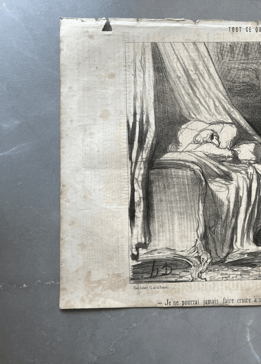 Antique Print 19th century Daumier, Tout ce qu'on voudra, coup d'air image 3