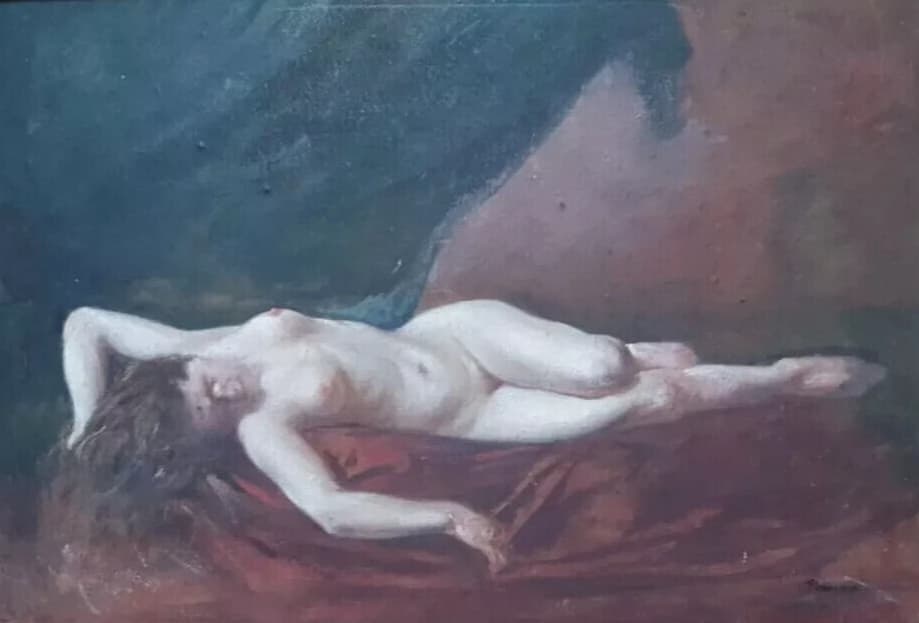 Antique Original Painting Nude Woman by Charles Joseph BEAUVERIE (1839-1924) image 2