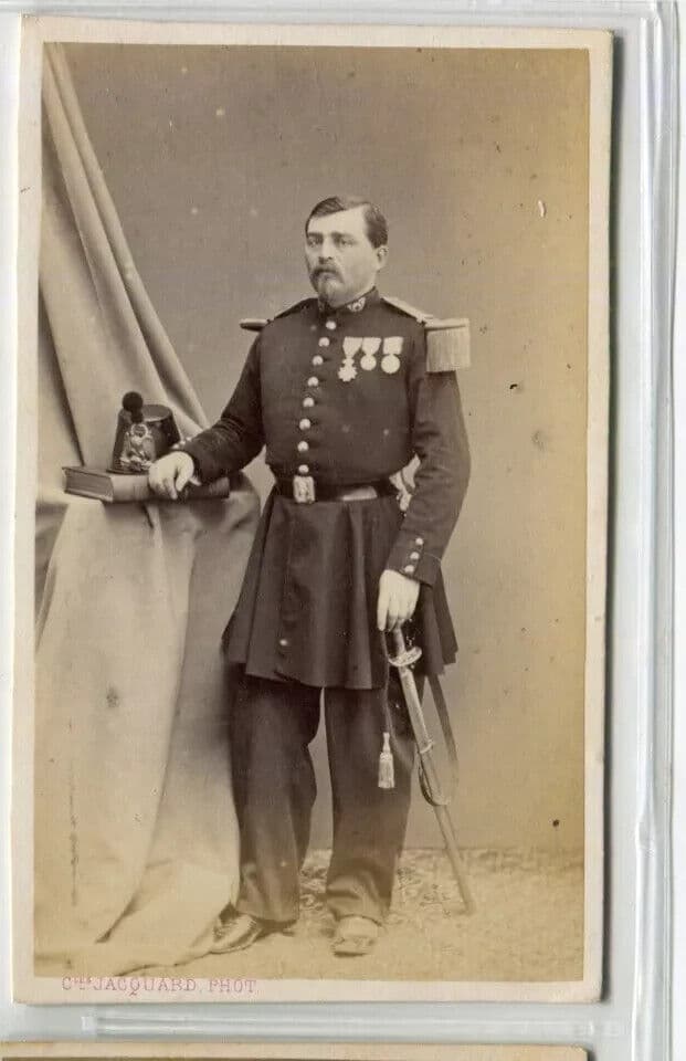 Antique CDV Photographs Military Man Portrait Jaquard Henniburger 1866 image 6