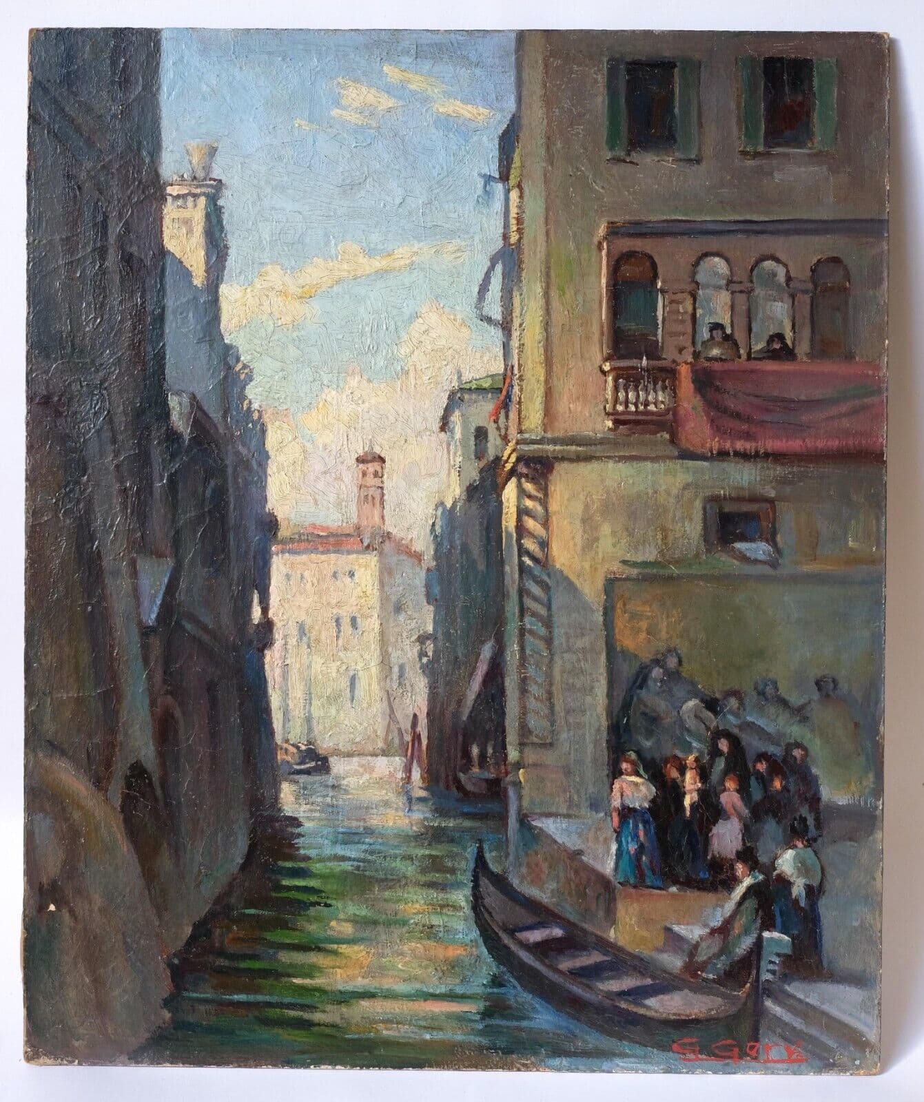 Antique Oil Painting Signed Venise Cityview Landscape Italy image 5