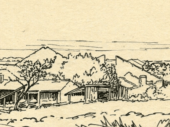 Vintage Ink Drawing Original signed Champeroux, Lorraine Landscape image 3