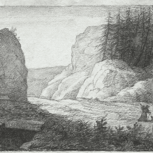 Vintage Pencil Drawing Valley of N.D de Mazières - Bugey Landscape image 3