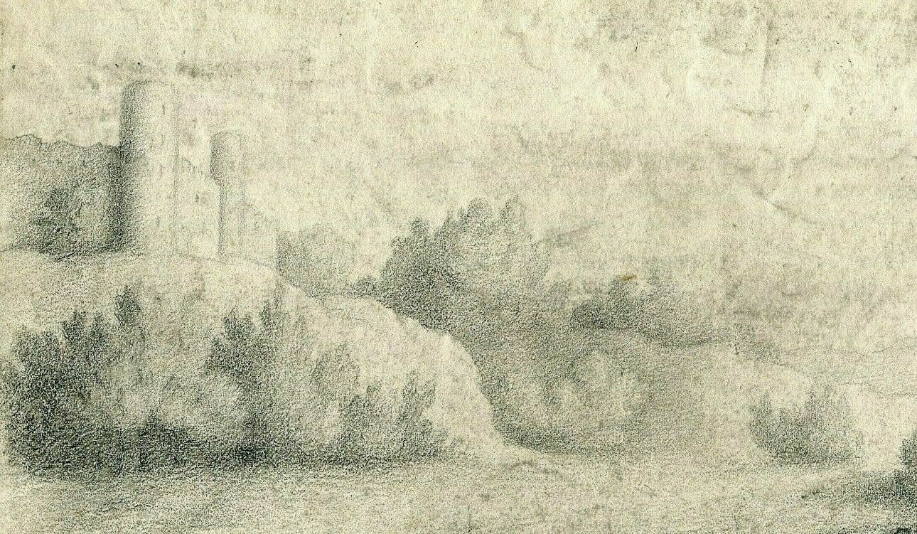 Drawing 19th century Landscape, Castle image 2