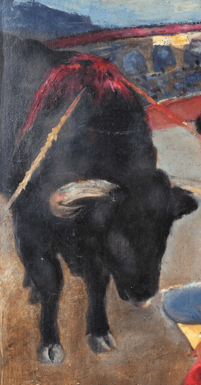 Modern Oil Painting Signed Torrero Man Portrait Corrida image 2