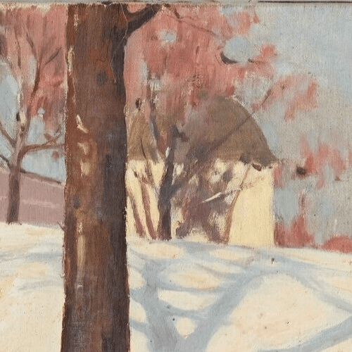 Antique Painting Original Winter Landscape Michail GUERMACHEFF (1867-1930) image 3