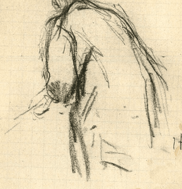 Vintage Art Nouveau Original Pencil Drawing Man Portrait image 3