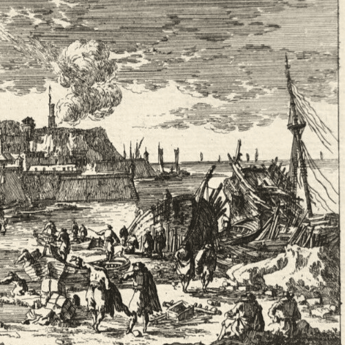 Antique Etching Original Nicolas PERELLE (1631-1695) Harbour view Etching image 3