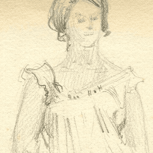 Vintage Pencil Original Drawing Woman Figures, Portrait image 4