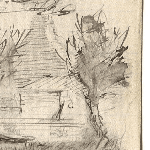 Antique Ink Drawing Original Sketch of a Farm and House image 4