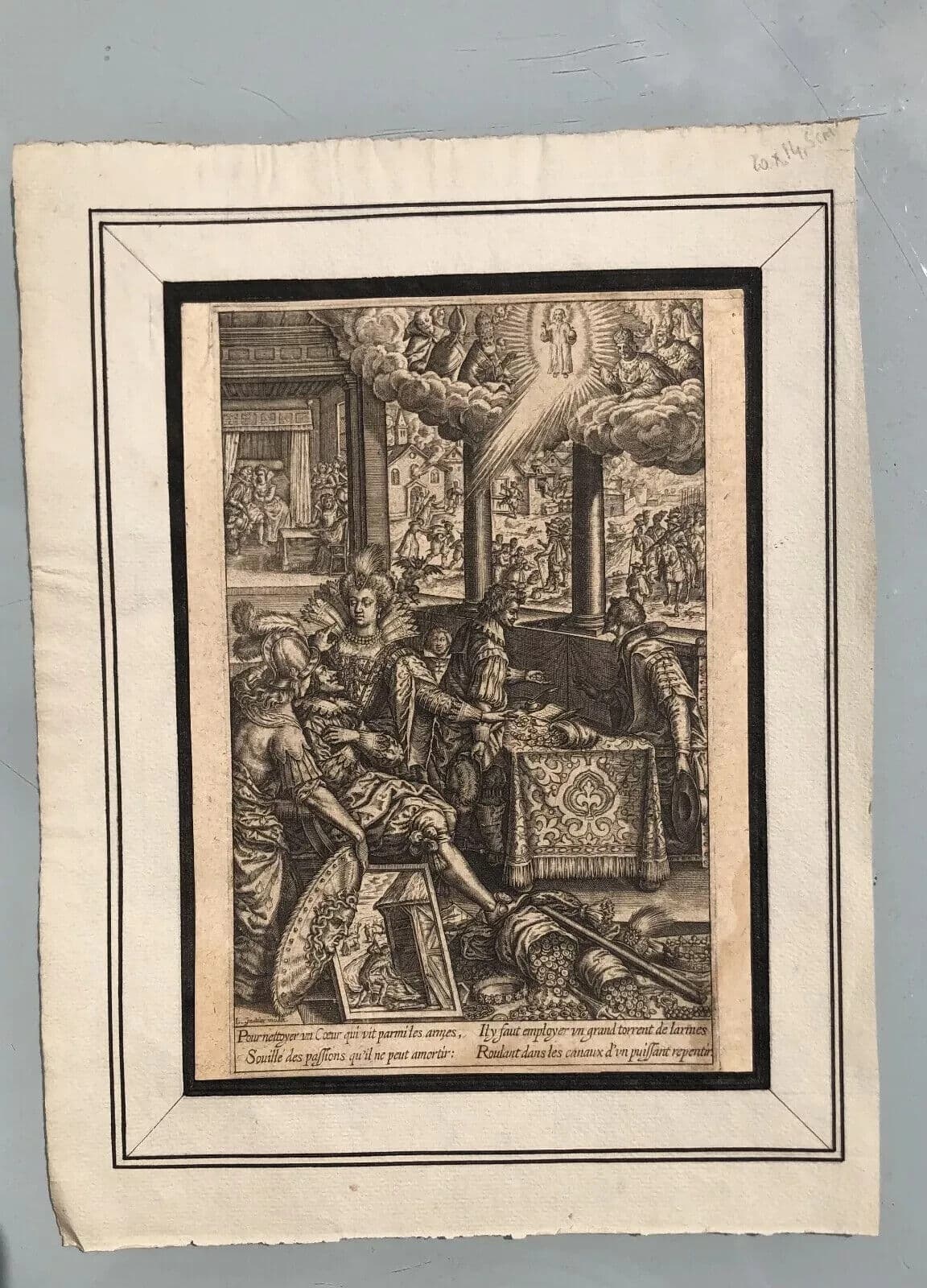 Antique Etching Léonard GAULTIER (1561-1630) History, Royalty, War, Religion image 8