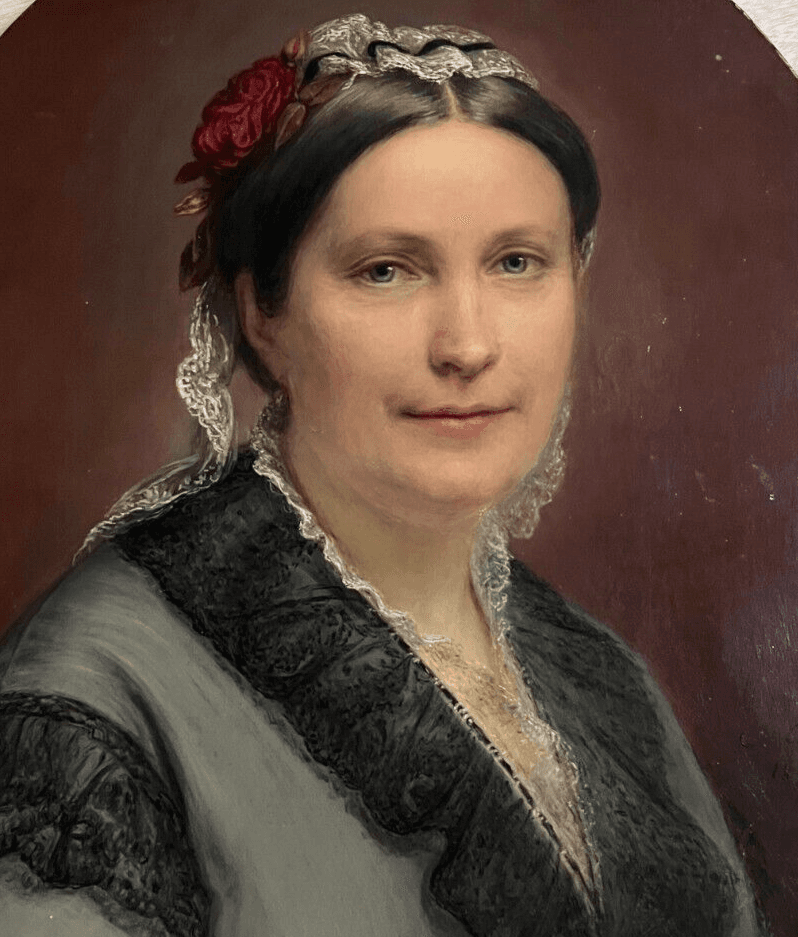 Antique Original Painting by Marie C. LASSON (XIX) Woman Portrait image 1