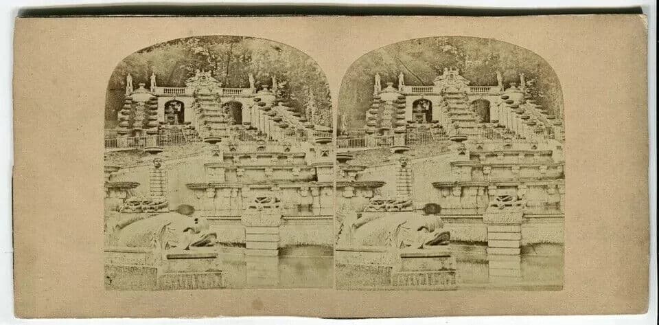 Vintage Stereoview - SAINT CLOUD Waterfall - Lecocq-Frêné - Albumen c. 1860 image 4