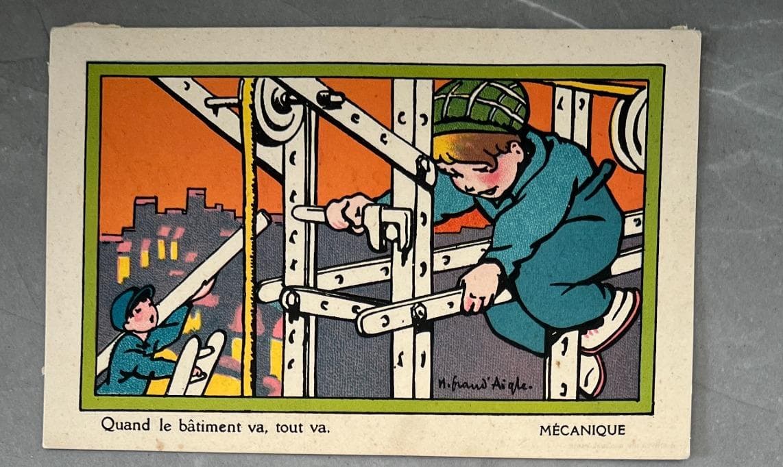 Set of 3 Vintage French Educational Cards - Mechanics, Zoology, Chemistry image 3