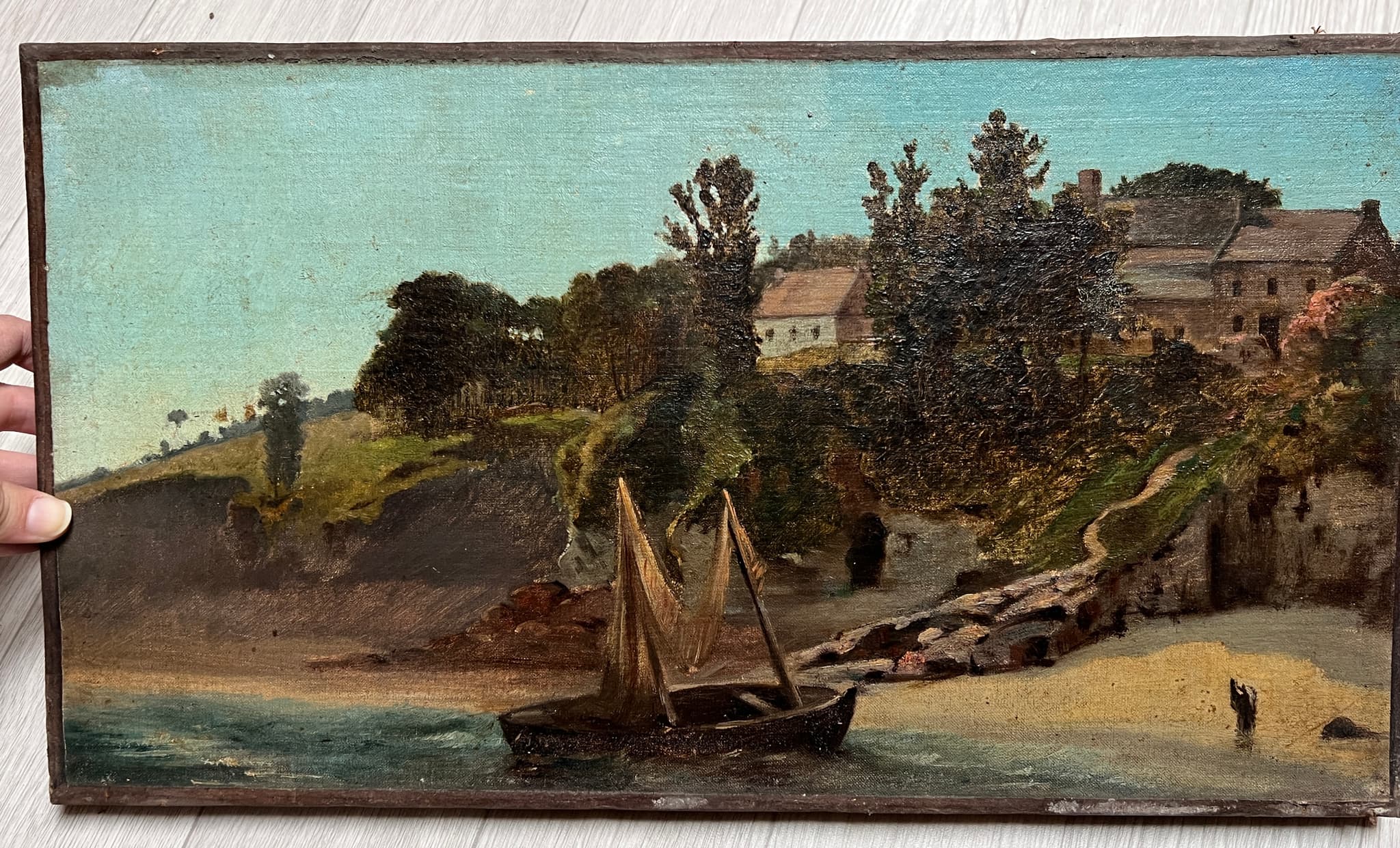Painting Maritime Seaview with Boat image 2