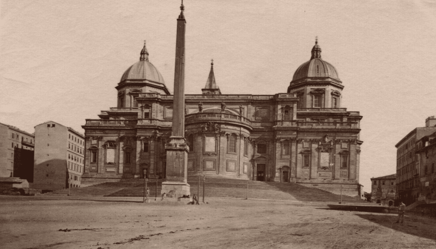 Vintage Photograph Italy, Roma Landscape, St Marie Maggiore Basilica 1901
