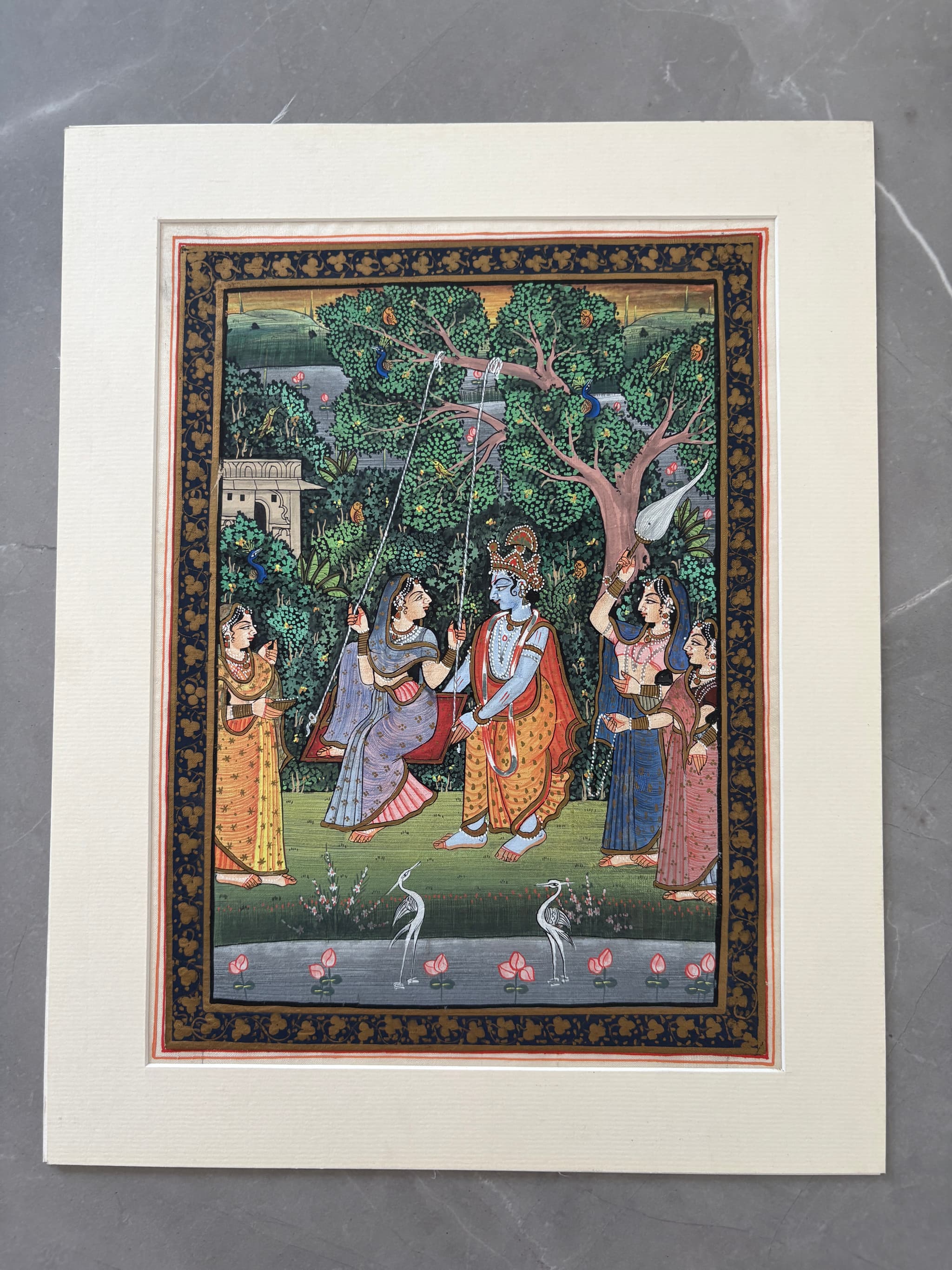 Vintage Original Painting Indian People Scene image 4