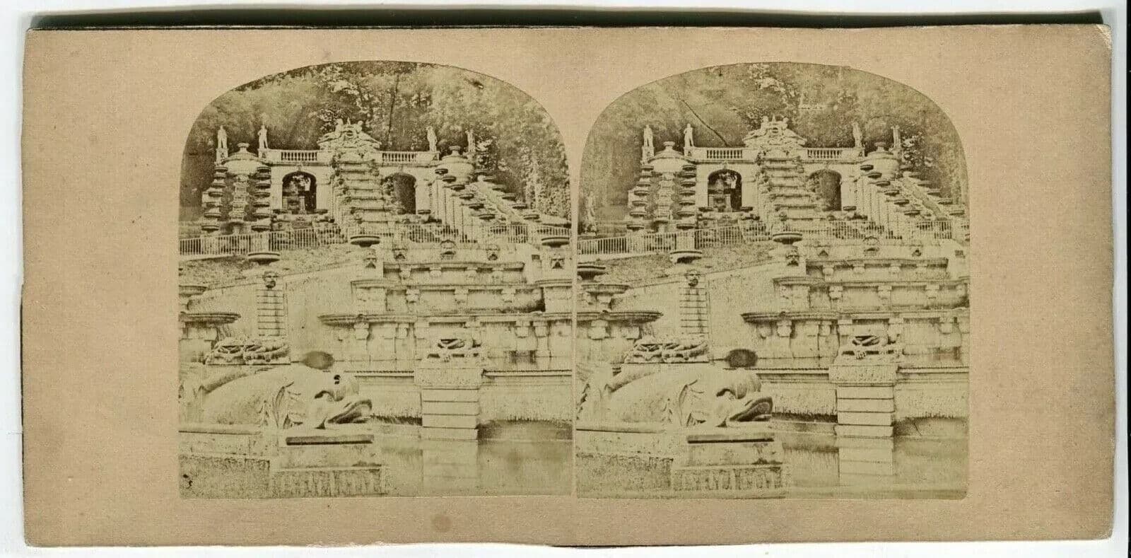 Vintage Stereoview - SAINT CLOUD Waterfall - Lecocq-Frêné - Albumen c. 1860 image 5