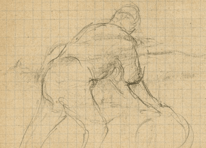 Vintage Pencil Drawing Original Man Figure, Farmer Sketch Artwork image 3