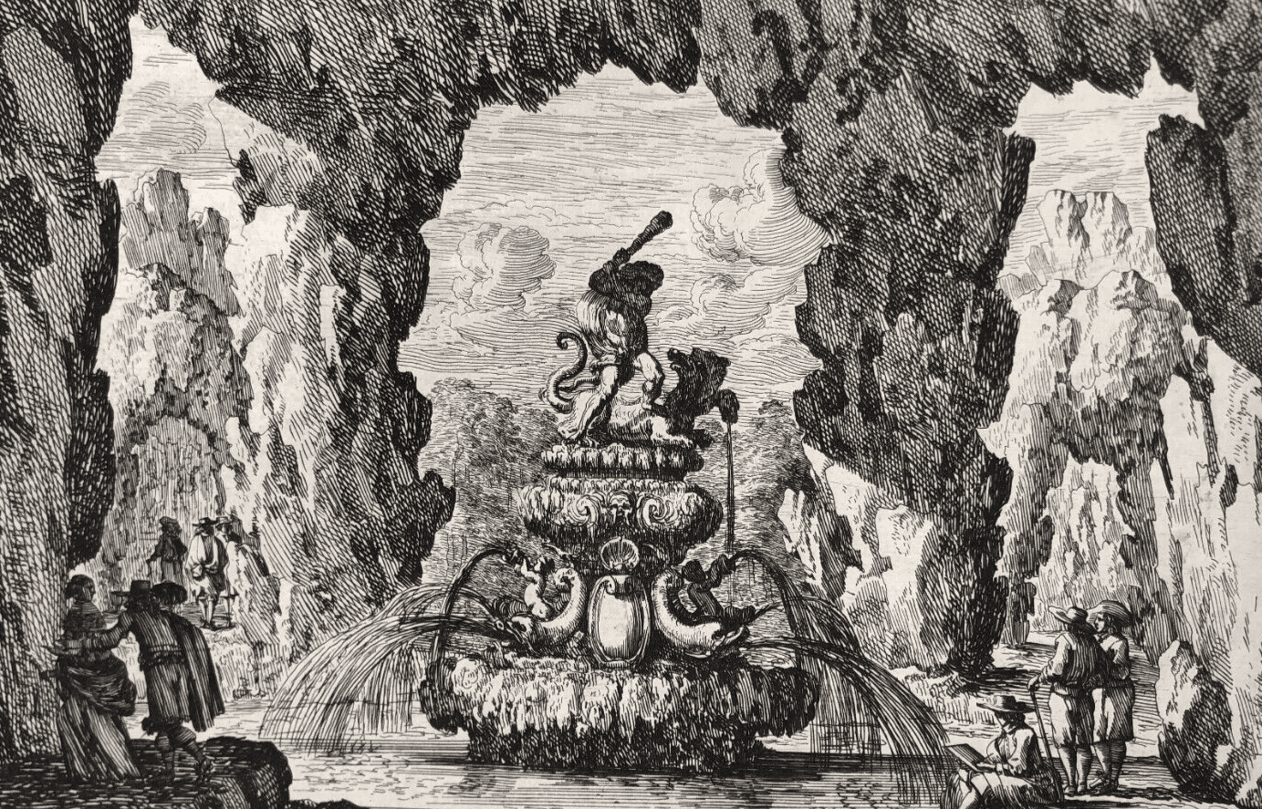 Jean Le Pautre (1618–1682) Garden Fountain and People Etching image 1