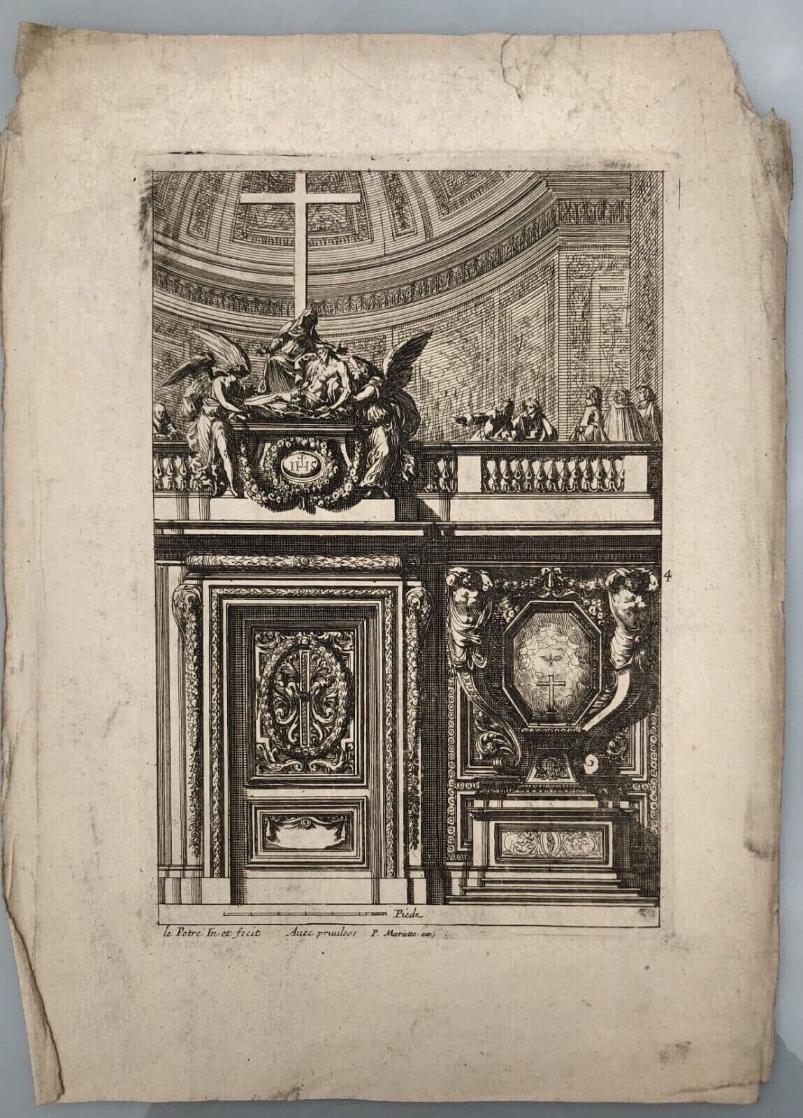 Antique Original Pierre Jean MARIETTE (1694-1774) Doors Fire Places x7 Etching image 5