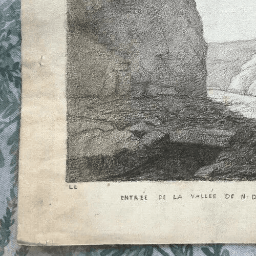 Vintage Pencil Drawing Valley of N.D de Mazières - Bugey Landscape image 5