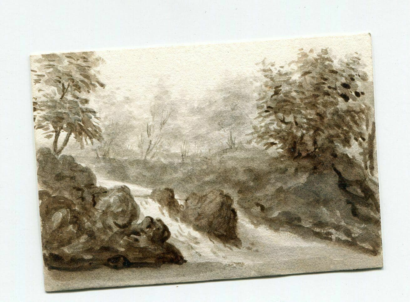 Drawing Landscape River and Rocks image 2