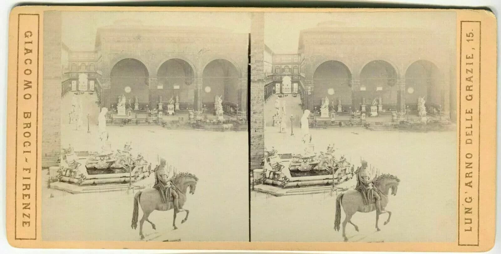 Vintage Stereoview - Giacomo BROGI - Florence Piazza della Signoria c. 1870 image 7