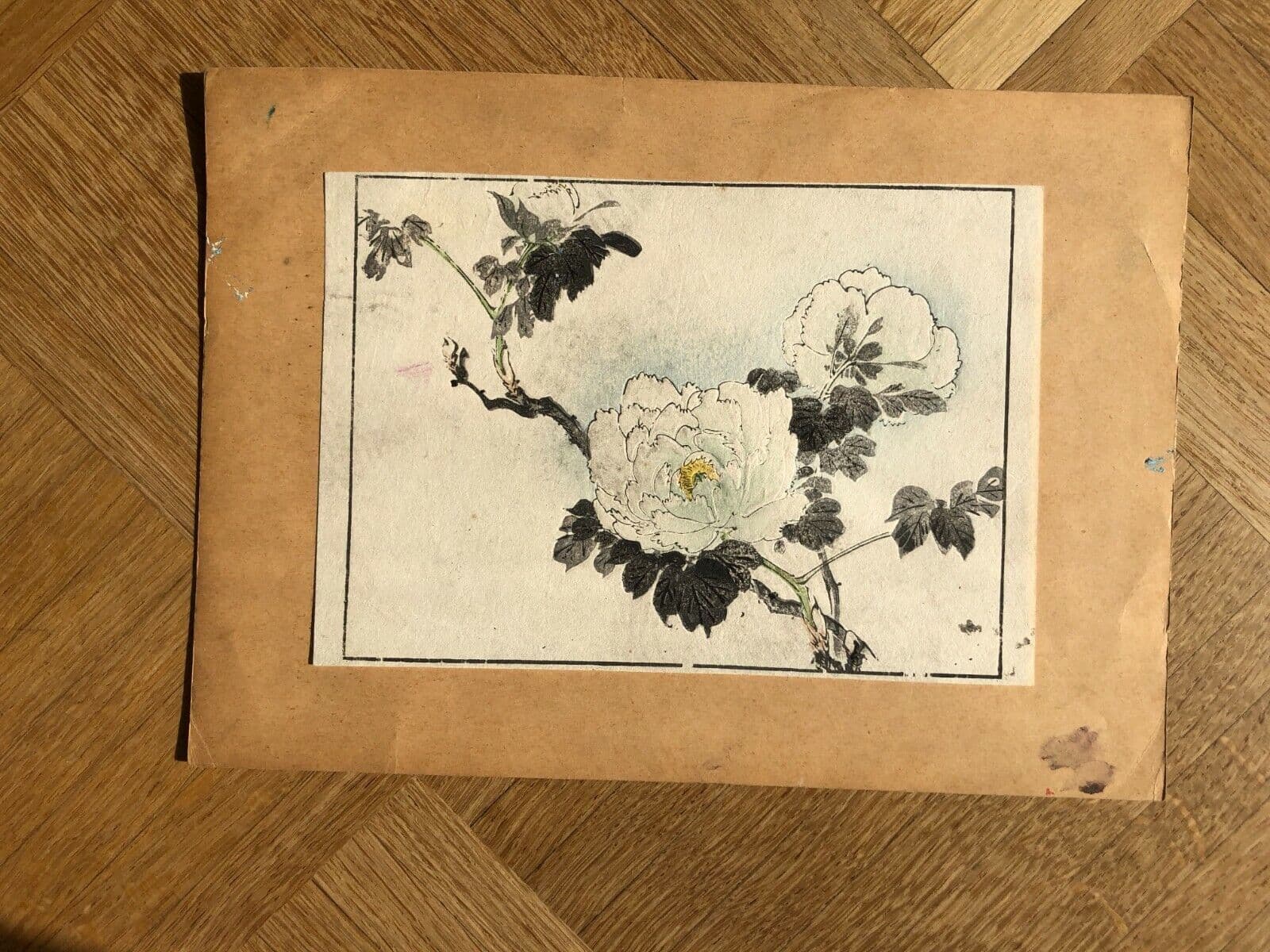 Antique Japanese Flower WoodPrint Flowers, Birds, Violet c. 1890 Art Print Ukiyo image 2