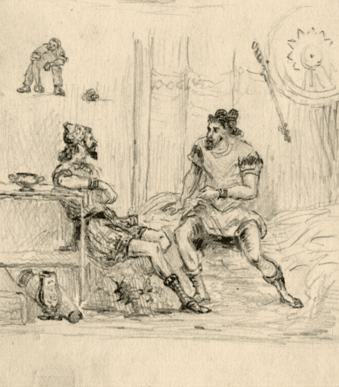 Antique Drawing Pencil Original People, Men, Military, Sketches