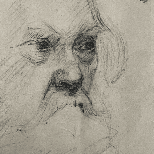 Antique Original Drawing Man, Portrait, Beard, Profil image 3