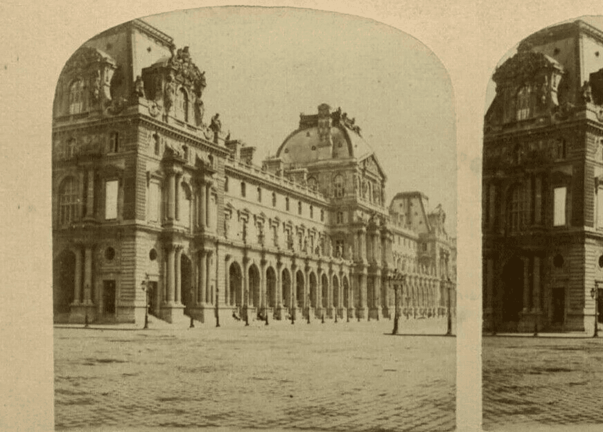 Stereoview Photograph Nouveau Louvre Paris - Lecocq-Frêné Vintage, Albumen 1860 image 1
