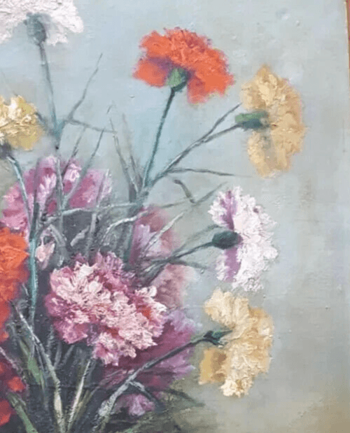 Antique Oil Painting Original Still Life Bouquet of Flowers signed French image 4