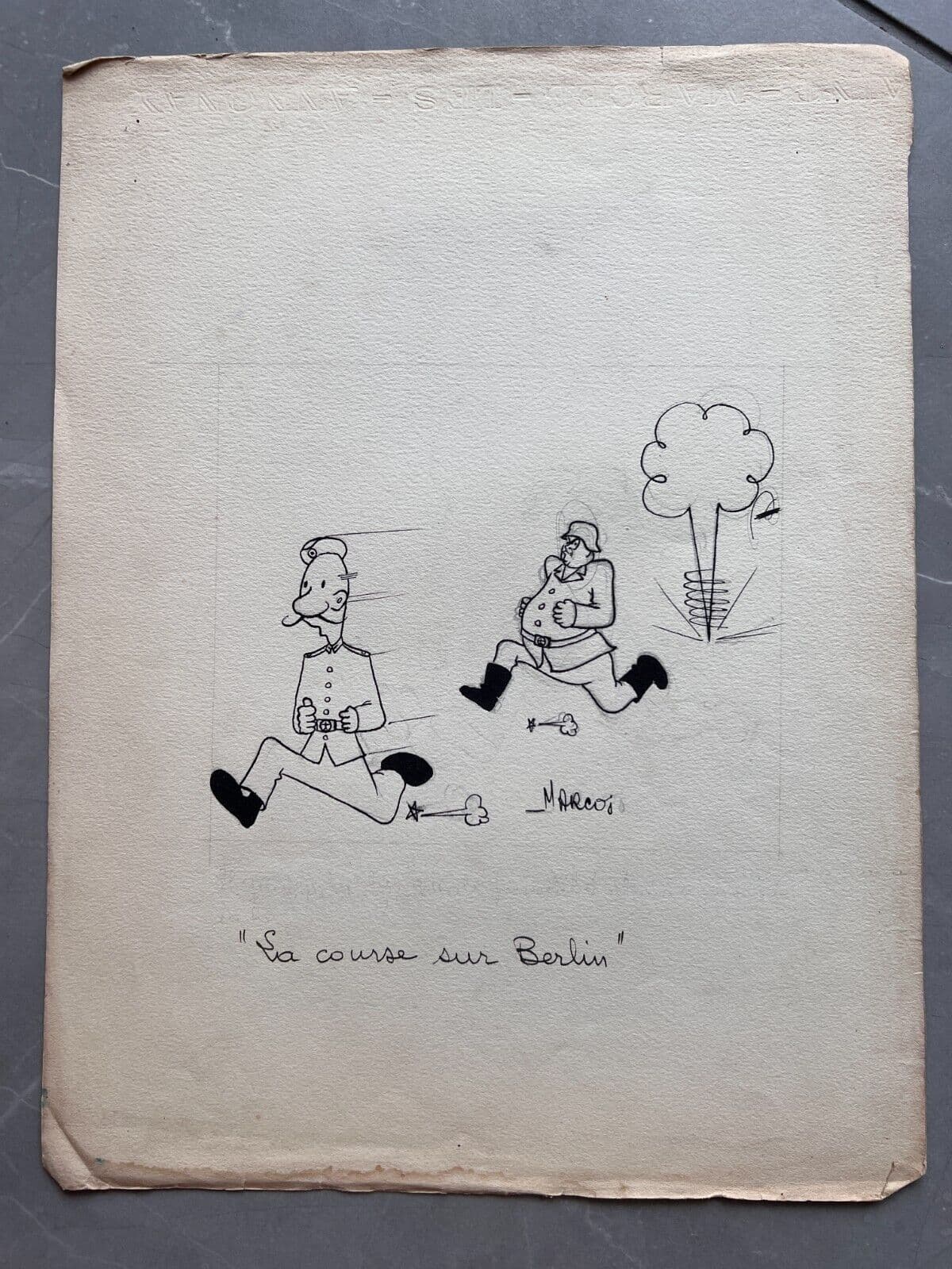 Vintage Original Drawing SIRIUS (1911-1997) Cartoon, Caricature, People, WWII image 5