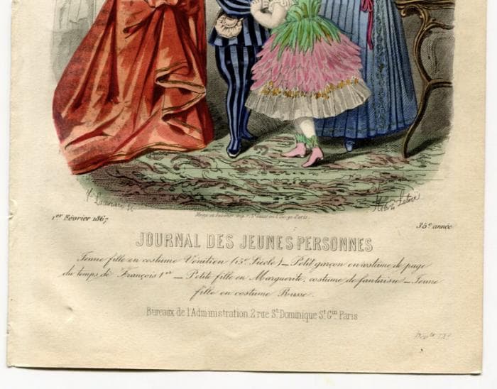 Antique Fashion Illustration - "Journal des Jeunes Personnes" Costumes and image 6