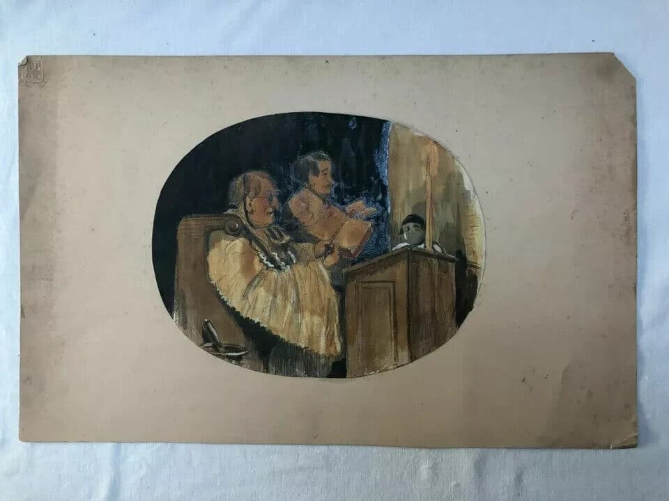 Vintage Original Drawing Portrait Priest, Vicar, Ceremony, Religious image 6