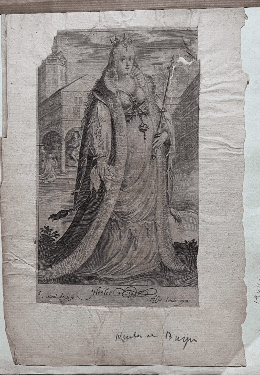 Antique Etching Original Nicolaes DE BRUYN (1571-1656) Esther, Portrait image 3