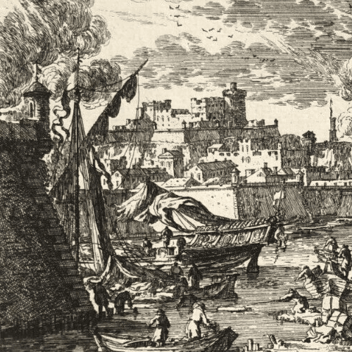 Antique Etching Original Nicolas PERELLE (1631-1695) Harbour view Etching image 2