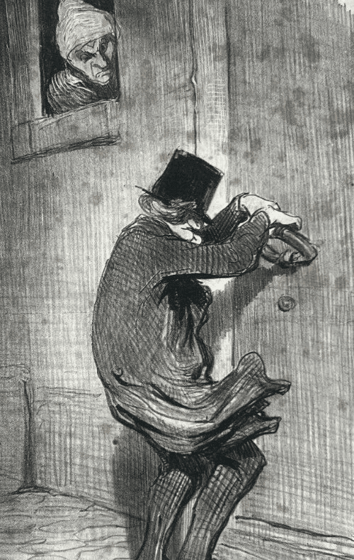 Antique Print 19th century Daumier, Locataires et Proprietaires, Passe Minuit image 5