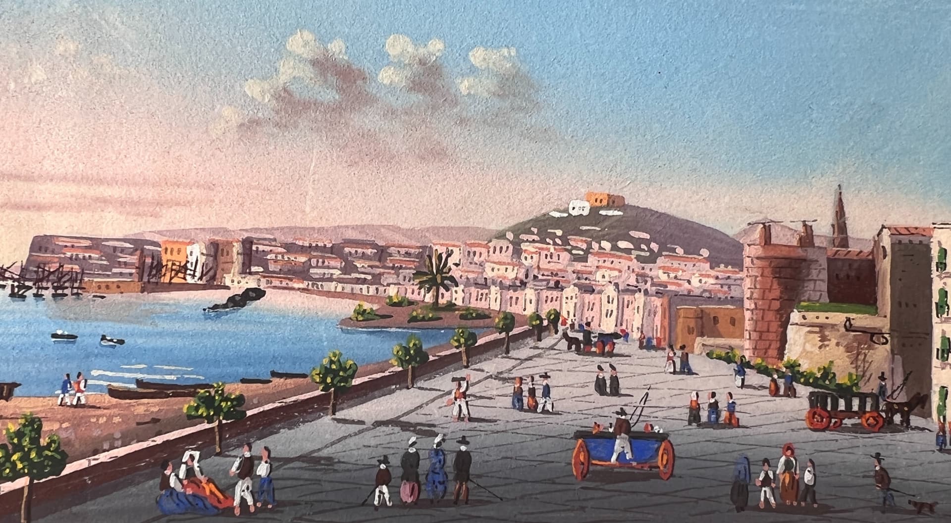 Drawing Italian, Napoli Landscape Cityview