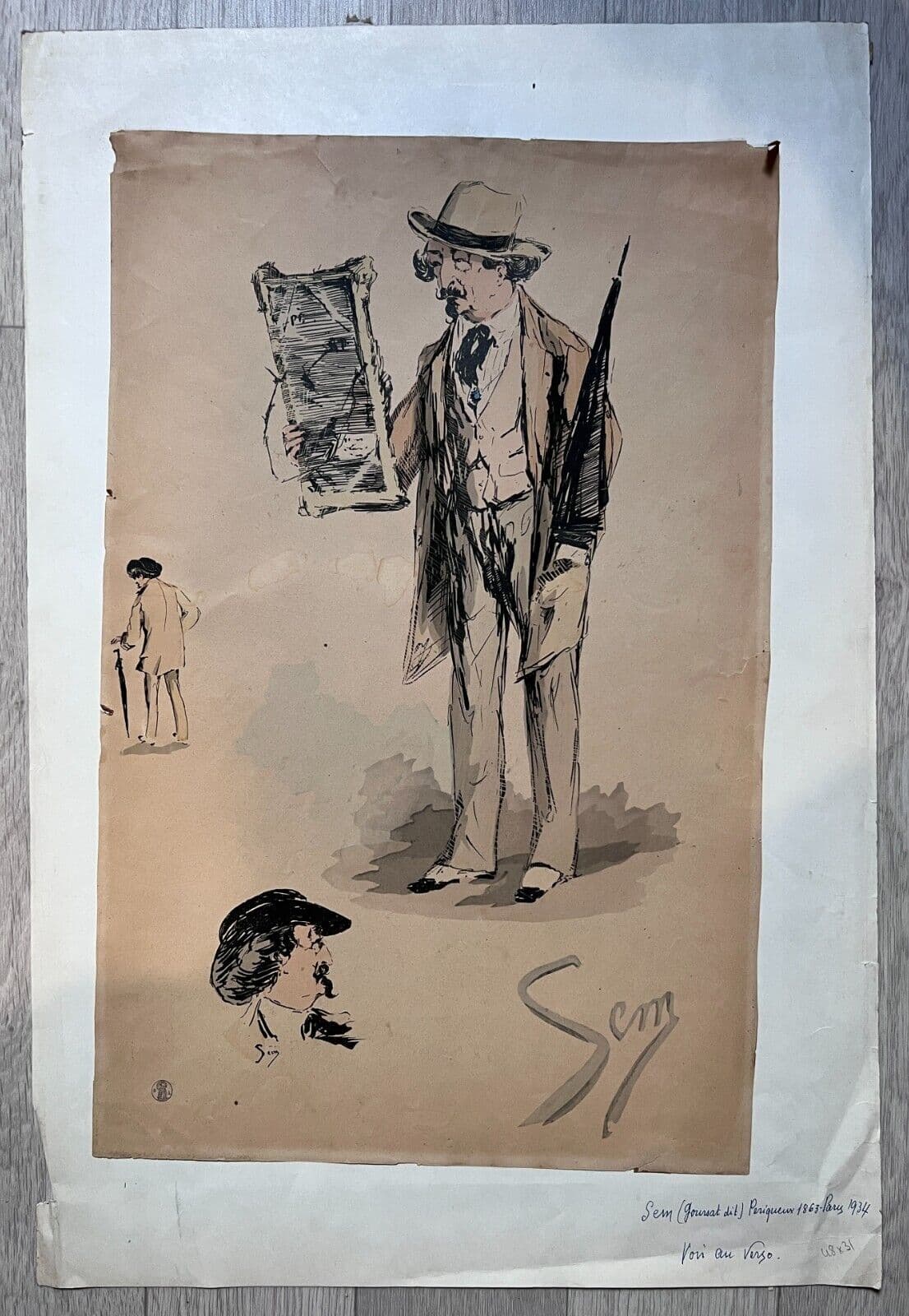 SEM (1863-1934) Man with Painting, People Portraits Drawing image 3