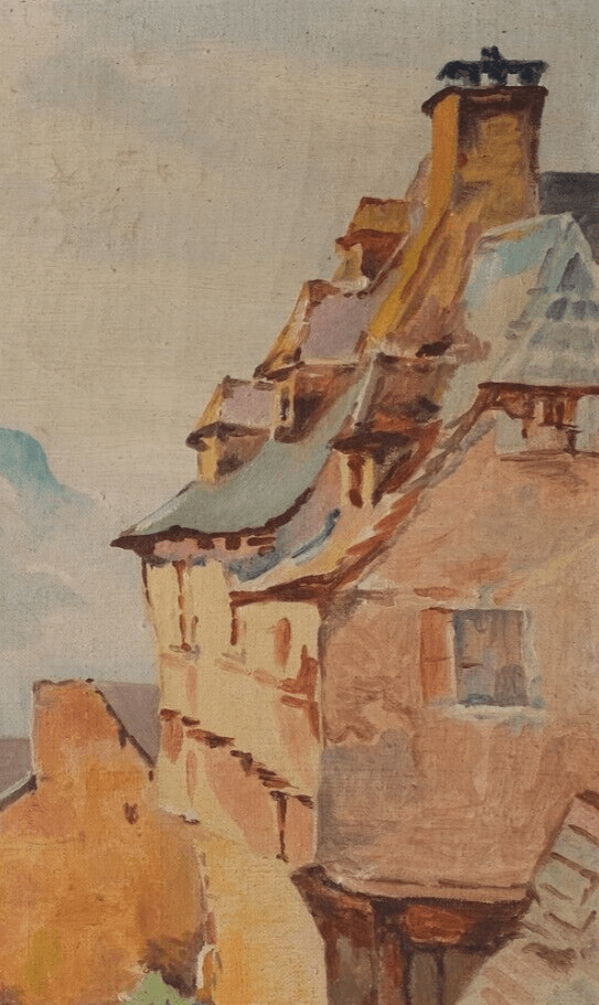 Antique Oil Painting Lucy JAQUET (1849-1893) Village Landscape Artwork image 2