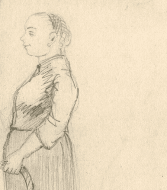 Antique Drawing Pencil Original Woman and Man Profil Portrait image 5
