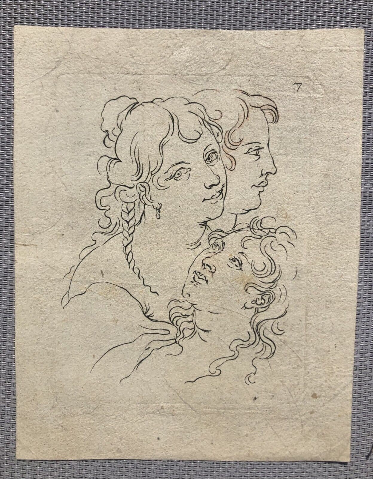 Antique Etching Original People, Woman, Man, Kids, Portraits image 2