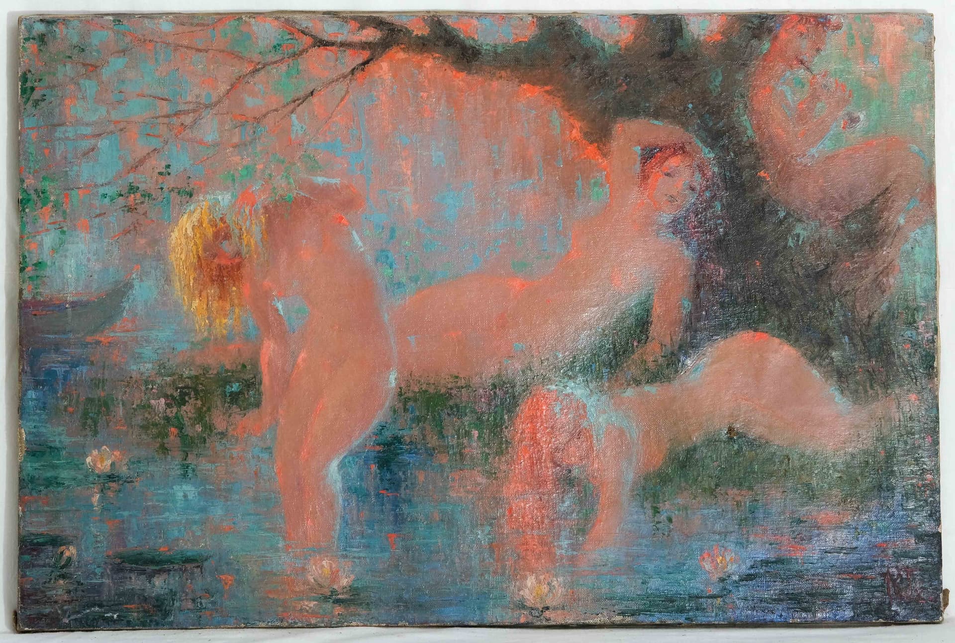 Painting Orange Nude Women in a Landscape