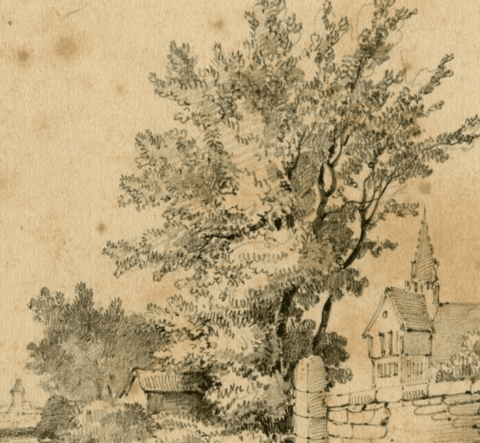 Antique Pencil Drawing Armand BLANDIN (1804-1846) Landscape Marmoutier 1866 image 3