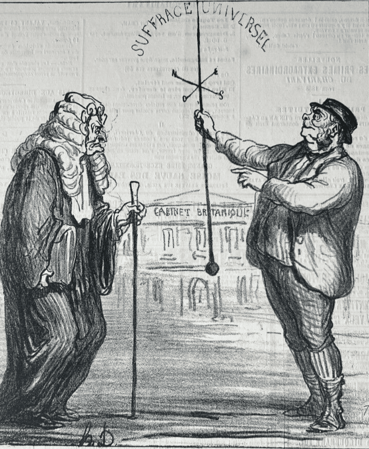 Antique Print 19th century Caricature, Daumier, John Rull , Paratonerre 1868