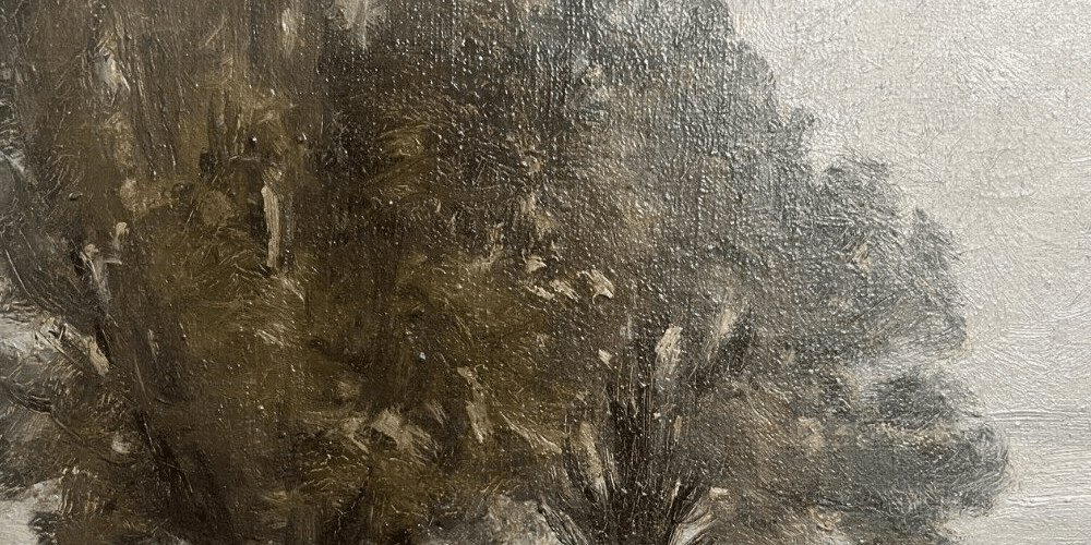 Antique Original Painting Landscape, Village, Trees, Forest signed image 5